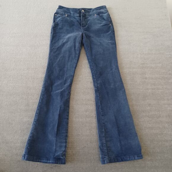 Y2K Guess Corduroy Pants Womens 26 Blue Flared Leg Stretch Low Rise Spice Girls - Picture 1 of 10